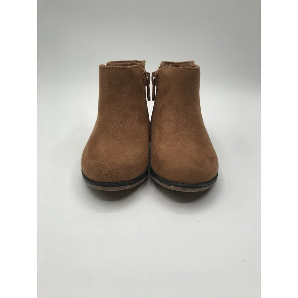Cat & Jack Boots Girls Toddler Size 7 Penelope Zipper Cognac Tan‎ Faux Suede